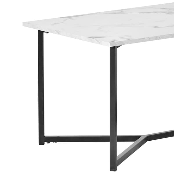 Soffbord - marmormönstrad faner - metallram - Vit