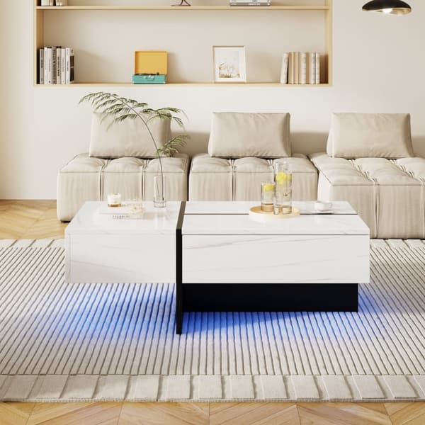 Soffbord - med LED-belysningssystem som styrs via app - Vit