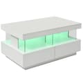 Miniatyrbild 7 av 10: Soffbord med LED-belysning - med 2 lådor och fack - modern stil - Vit