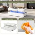 Miniatyrbild 8 av 10: Soffbord med LED-belysning - med 2 lådor och fack - modern stil - Vit