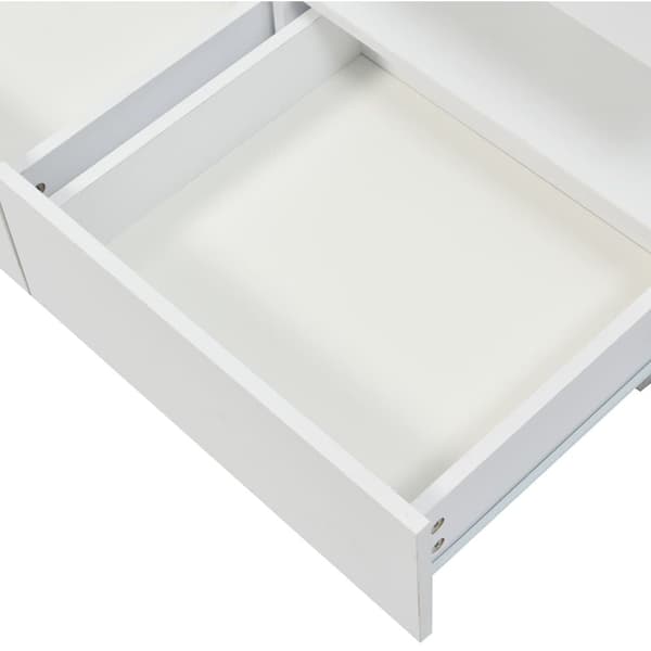 Soffbord med LED-belysning - med 2 lådor och fack - modern stil - Vit