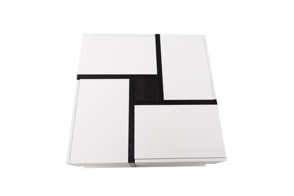 Soffbord - 4 lådor - förvaringsutrymme nedtill - 78x78x36cm - Vit