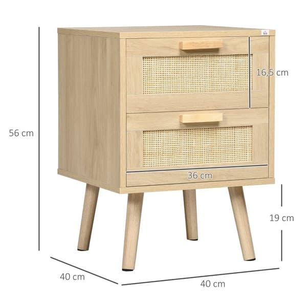 Rootz-setti 2 Boho-yöpöytää - Yöpöydät - Sivupöydät - Kestävä säilytystila - Runsaasti tilaa - Monipuolinen käyttö - 40 cm x 40 cm x 56 cm