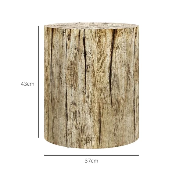 Rootz Sidebord - Træstubdesign - Vejrbestandigt betonbord - Indendørs og udendørs brug - Ø37 x 43 cm - Høj modstandsdygtighed - Rigelig opbevaring - A