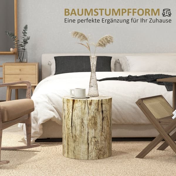 Rootz Sidebord - Træstubdesign - Vejrbestandigt betonbord - Indendørs og udendørs brug - Ø37 x 43 cm - Høj modstandsdygtighed - Rigelig opbevaring - A