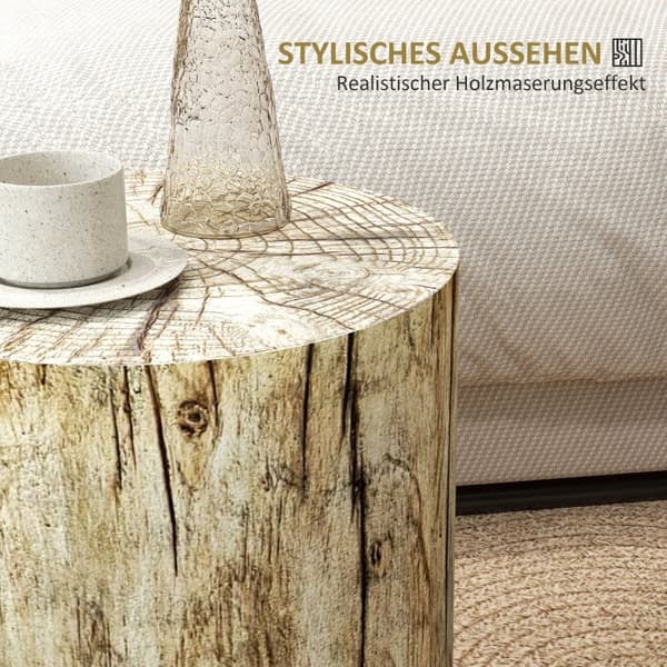 Rootz Sidebord - Træstubdesign - Vejrbestandigt betonbord - Indendørs og udendørs brug - Ø37 x 43 cm - Høj modstandsdygtighed - Rigelig opbevaring - A