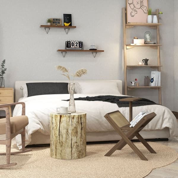 Rootz Sidebord - Træstubdesign - Vejrbestandigt betonbord - Indendørs og udendørs brug - Ø37 x 43 cm - Høj modstandsdygtighed - Rigelig opbevaring - A