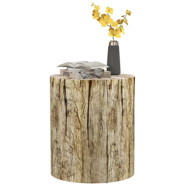 Rootz Sidebord - Træstubdesign - Vejrbestandigt betonbord - Indendørs og udendørs brug - Ø37 x 43 cm - Høj modstandsdygtighed - Rigelig opbevaring - A
