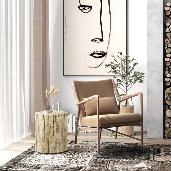 Rootz Sidebord - Træstubdesign - Vejrbestandigt betonbord - Indendørs og udendørs brug - Ø37 x 43 cm - Høj modstandsdygtighed - Rigelig opbevaring - A