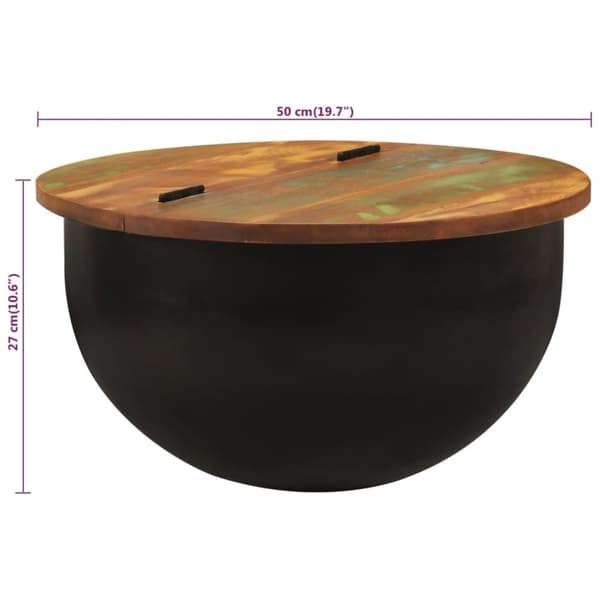 vidaXL sofabord 50x27 cm massivt genbrugstræ sort