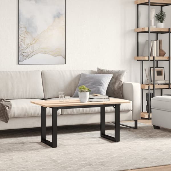 vidaXL sofabord 90x40x45 cm O-stel massivt fyrretræ og støbejern