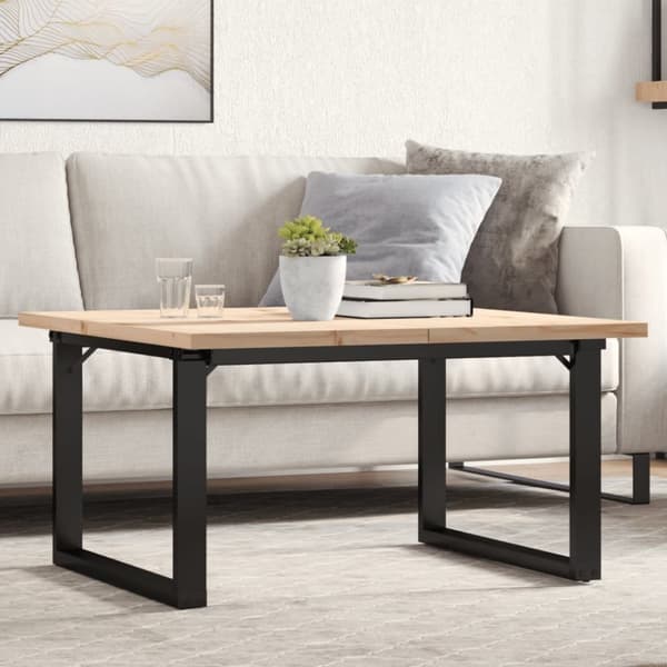 vidaXL Sohvapöytä O-runko 80x80x45,5 cm täysi mänty ja terästä