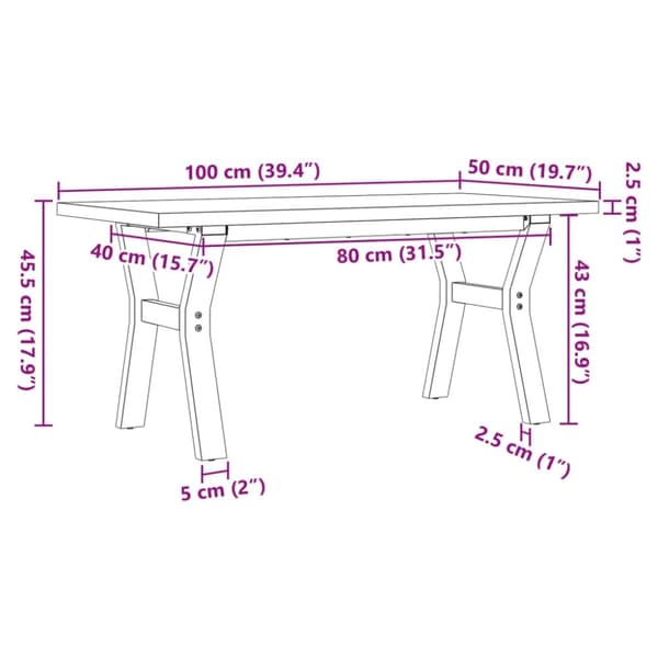 vidaXL Salongbord Y-ramme 100x50x45,5 cm heltre furu og stål