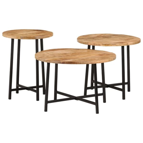 vidaXL Stablebare salongbord 3 stk heltre mango og jern