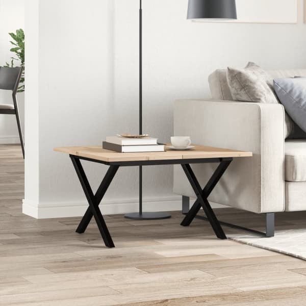 vidaXL sofabord 60x60x40 cm X-stel massivt fyrretræ og støbejern