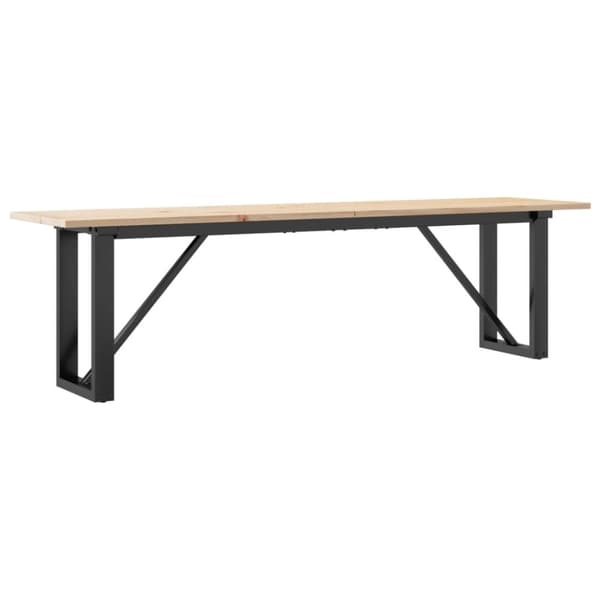 vidaXL Sohvapöytä O-runko 160x40x45 cm täysi mänty ja terästä