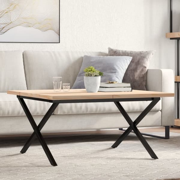 vidaXL Salongbord X-ramme 80x80x45,5 cm heltre furu og stål