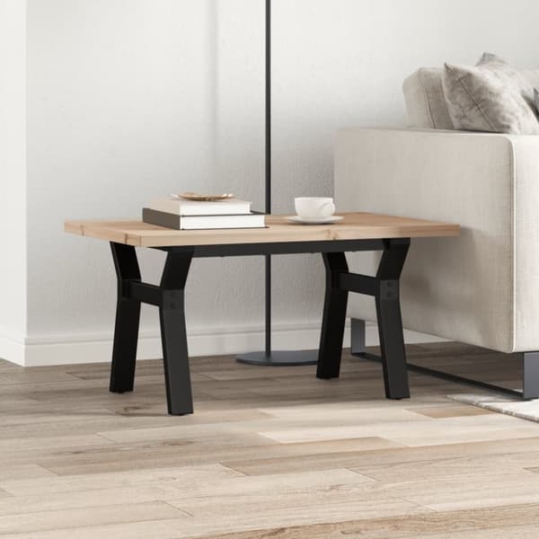 vidaXL sofabord 80x50x40,5 cm Y-stel massivt fyrretræ og støbejern