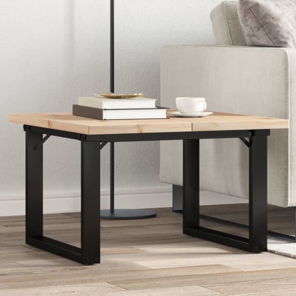 vidaXL Sohvapöytä O-runko 60x60x40,5 cm täysi mänty ja terästä