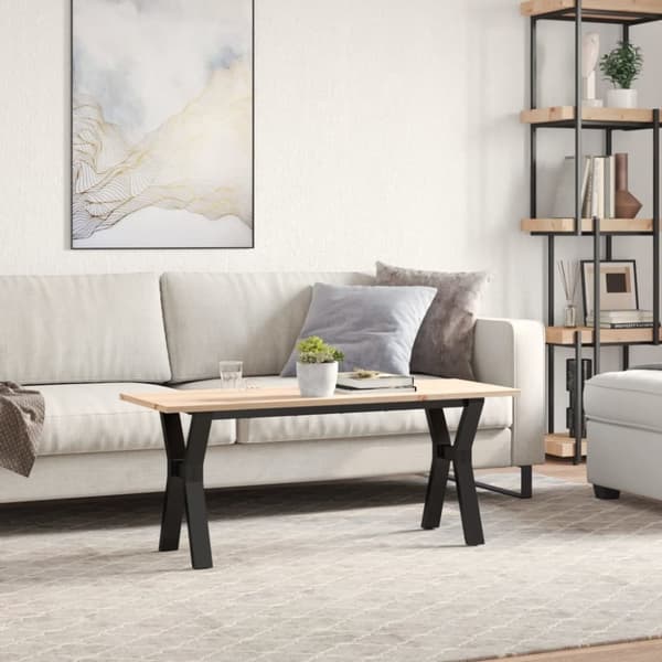 vidaXL sofabord 110x40x45 cm Y-stel massivt fyrretræ og støbejern