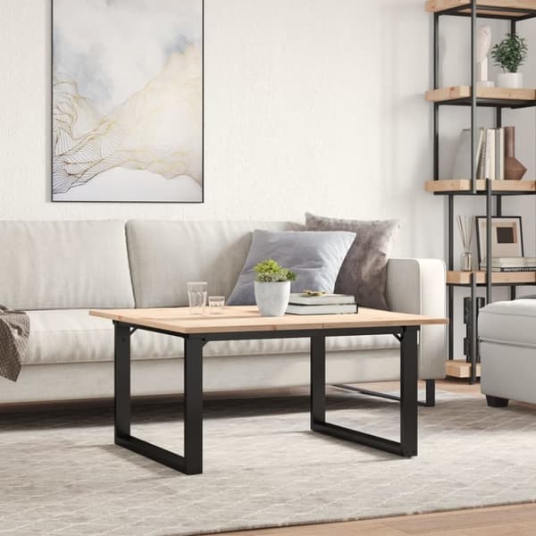 vidaXL Sohvapöytä O-runko 80x80x45 cm täysi mänty ja terästä