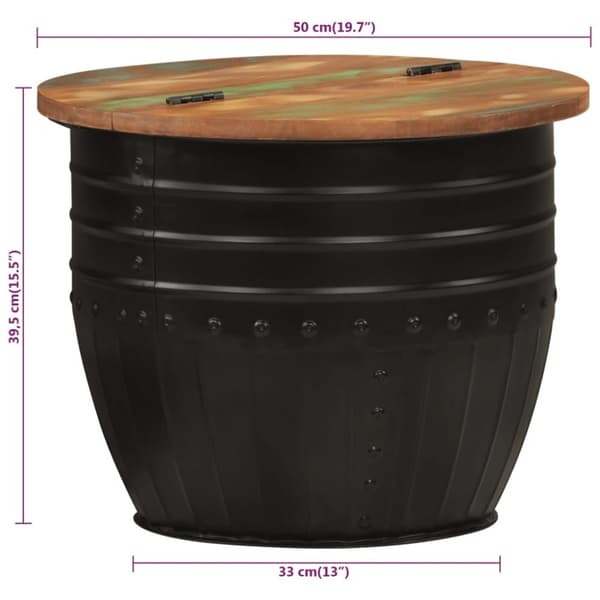 vidaXL sofabord 50x39,5 cm massivt genbrugstræ sort