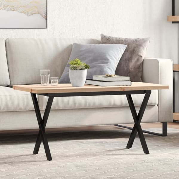 vidaXL Salongbord X-ramme 90x40x45,5 cm heltre furu og stål