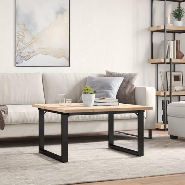 vidaXL sofabord 90x90x45,5 cm O-stel massivt fyrretræ og støbejern