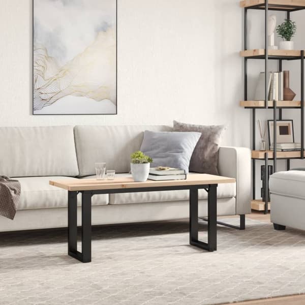 vidaXL Sohvapöytä O-runko 110x40x45,5 cm täysi mänty ja terästä