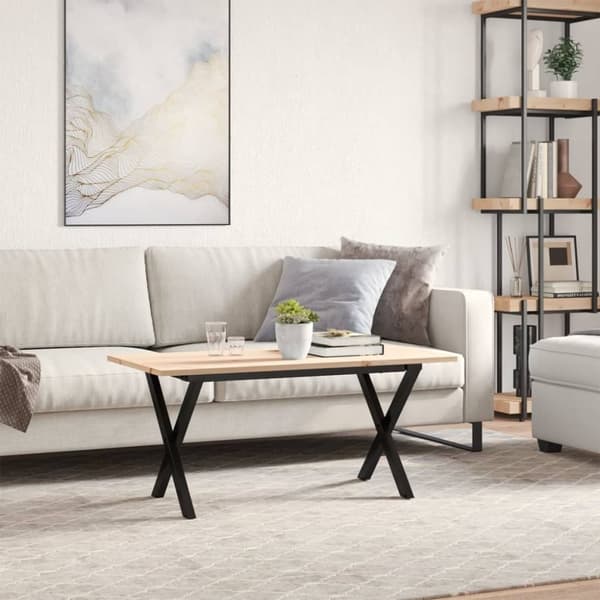 vidaXL sofabord 100x50x45 cm X-stel massivt fyrretræ og støbejern