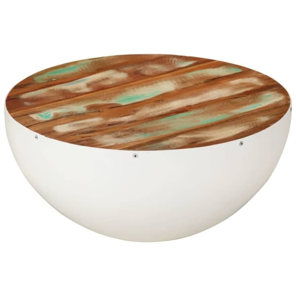vidaXL skålformet sofabord Ø50x24 cm massivt genbrugstræ hvid