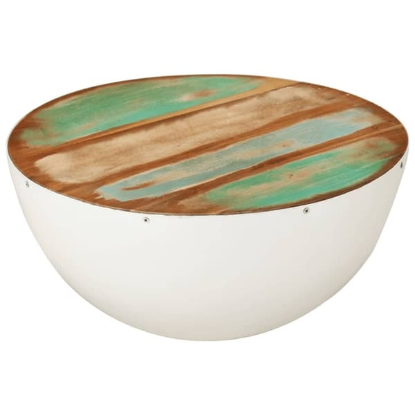 vidaXL skålformet sofabord Ø50x24 cm massivt genbrugstræ hvid