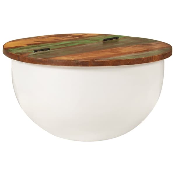 vidaXL sofabord 50x27 cm massivt genbrugstræ hvid