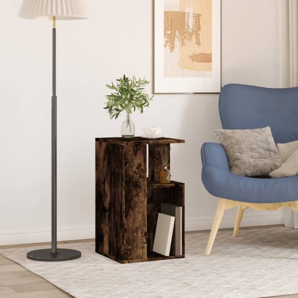 vidaXL Sidobord rökfärgad ek 35x35x60 cm konstruerat trä