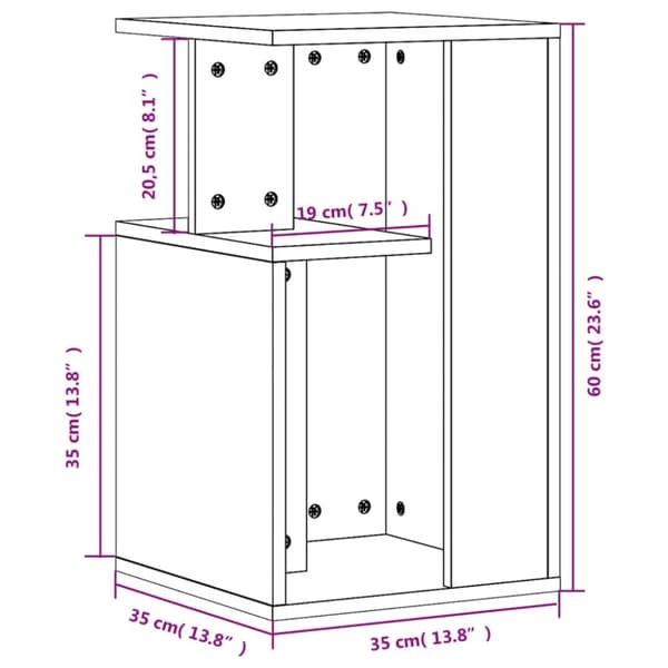 vidaXL sidebord 35x35x60 cm konstrueret træ brun egetræ