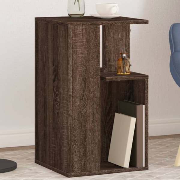 vidaXL sidebord 35x35x60 cm konstrueret træ brun egetræ