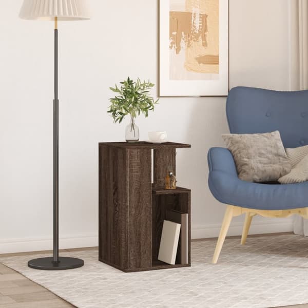 vidaXL sidebord 35x35x60 cm konstrueret træ brun egetræ