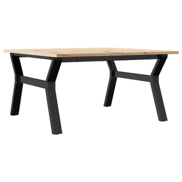 vidaXL sofabord 90x90x45 cm Y-stel massivt fyrretræ og støbejern