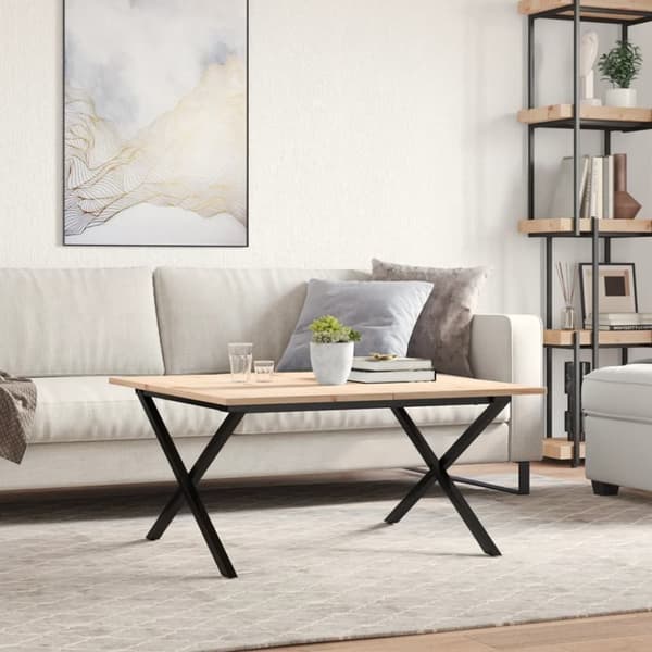 vidaXL Sohvapöytä X-runko 80x80x45 cm täysi mänty ja terästä