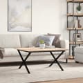 Pikkukuva 3 / 10: vidaXL Sohvapöytä X-runko 80x80x45 cm täysi mänty ja terästä