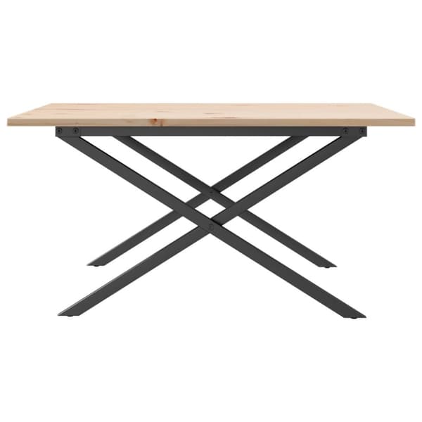vidaXL Sohvapöytä X-runko 80x80x45 cm täysi mänty ja terästä