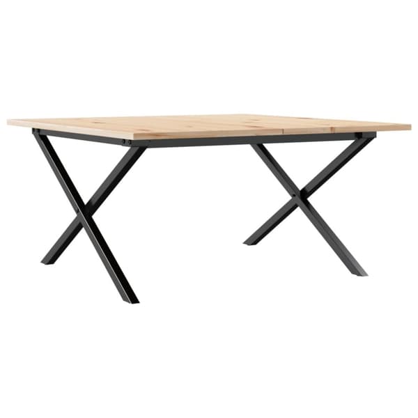 vidaXL Sohvapöytä X-runko 80x80x45 cm täysi mänty ja terästä