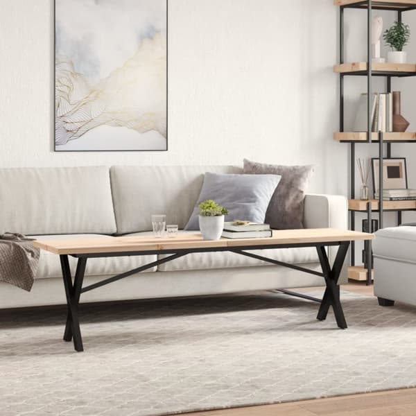 vidaXL sofabord 160x40x45,5 cm X-stel massivt fyrretræ og støbejern