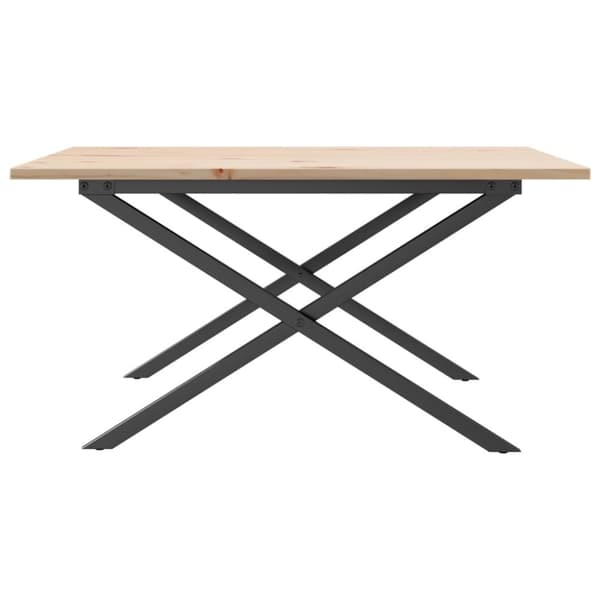 vidaXL Soffbord X-ram 90x90x45 cm massiv furu och gjutjärn