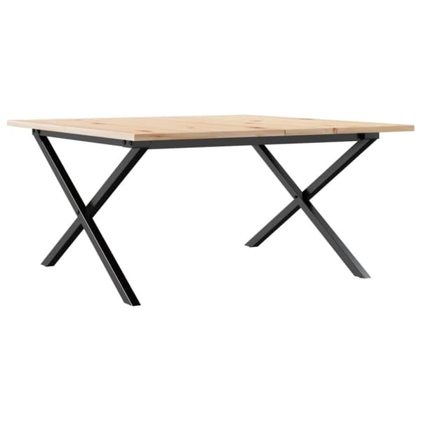 vidaXL Soffbord X-ram 90x90x45 cm massiv furu och gjutjärn