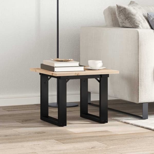 vidaXL Sohvapöytä O-runko 50x50x35 cm täysi mänty ja terästä
