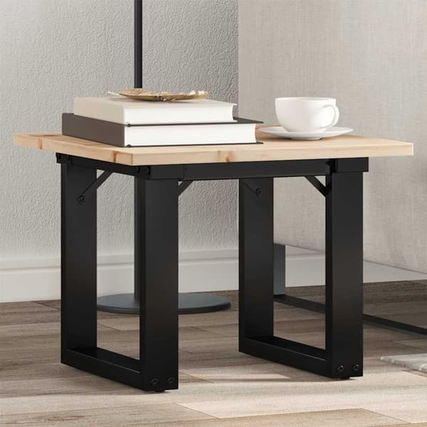 vidaXL Sohvapöytä O-runko 50x50x35 cm täysi mänty ja terästä