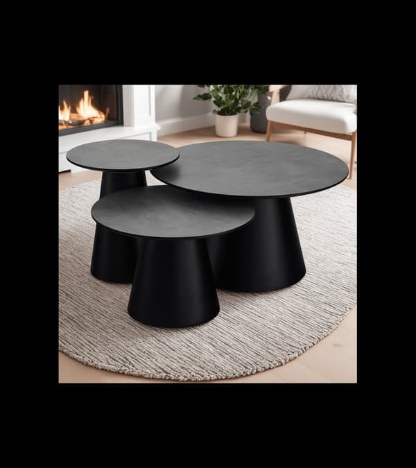 Rootz soffbord - Runt bord - Modernt mittpunkt - Slitstark MDF - Elegant marmorfinish - Enkelt underhåll - 80 cm x 80 cm x 45 cm