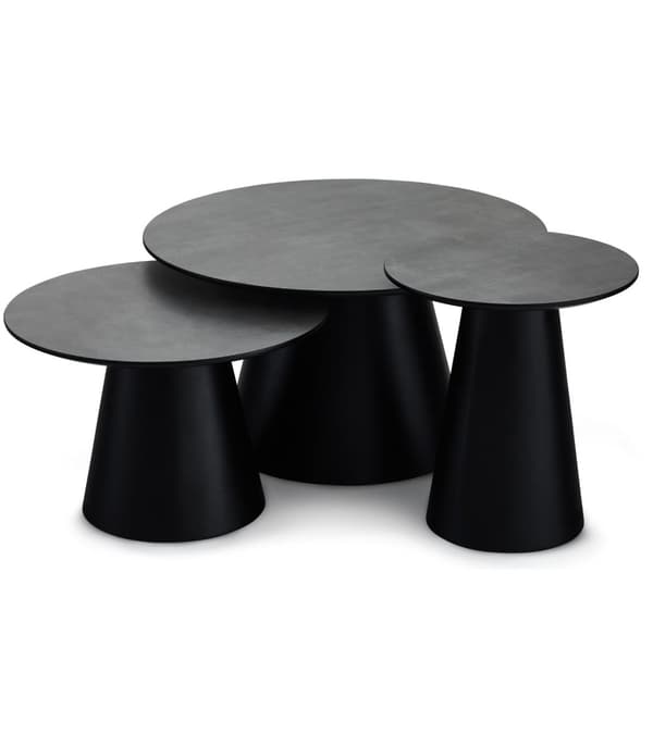 Rootz soffbord - Runt bord - Modernt mittpunkt - Slitstark MDF - Elegant marmorfinish - Enkelt underhåll - 80 cm x 80 cm x 45 cm