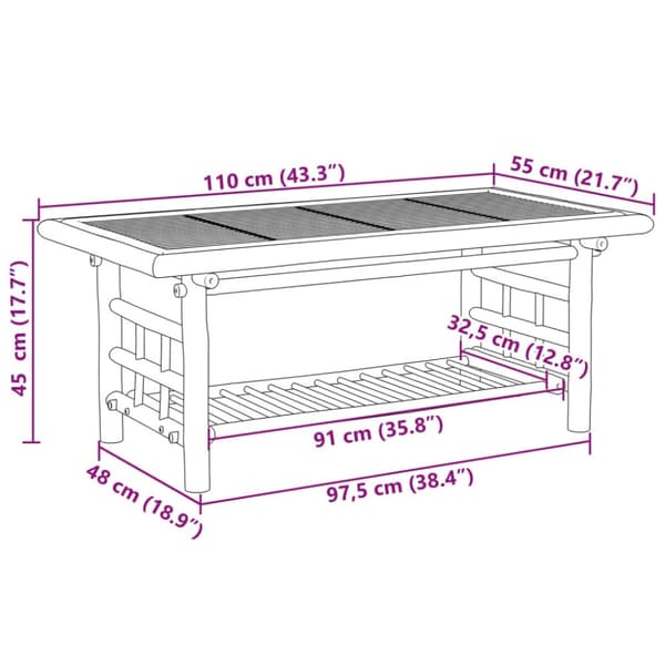vidaXL sofabord 110x55x45 cm bambus